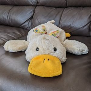 Chosun Large Flat Laying Down Duck Plush Off White with Yellow Floral Ribbon